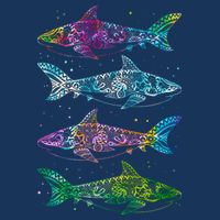 Tattoo Tie Dye Sharks Baby Bodysuit