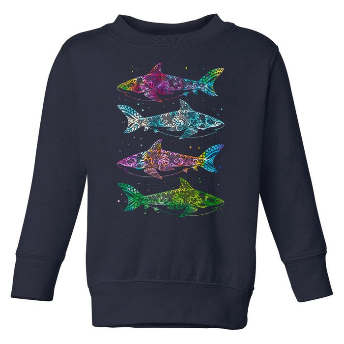 Tattoo Tie Dye Sharks Toddler Sweatshirt