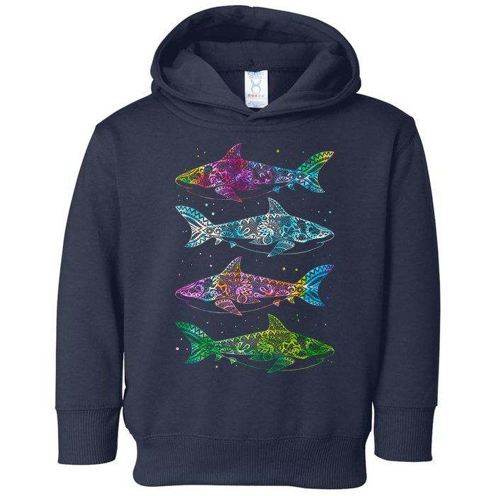 Tattoo Tie Dye Sharks Toddler Hoodie