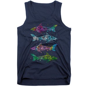 Tattoo Tie Dye Sharks Tank Top