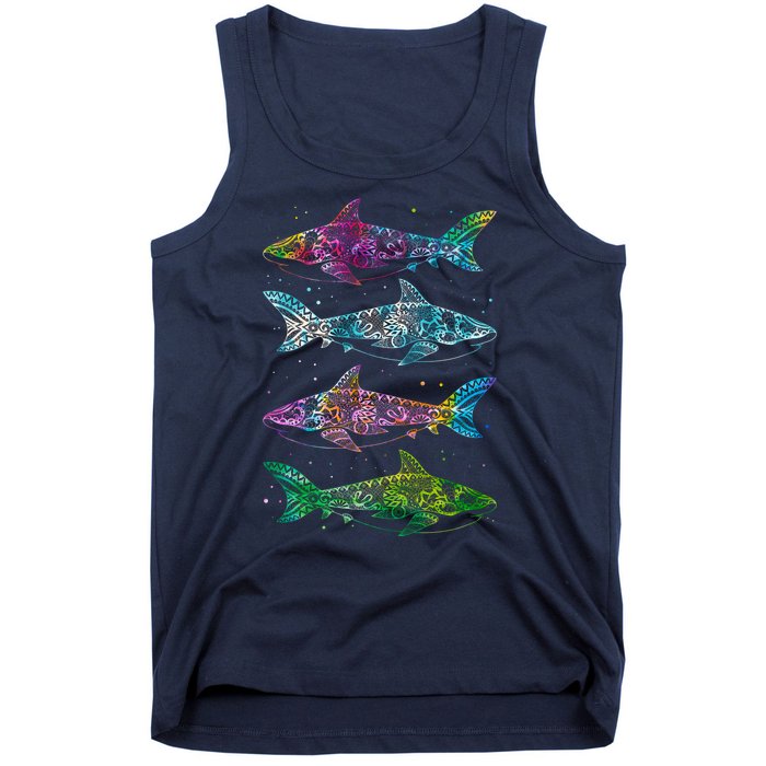 Tattoo Tie Dye Sharks Tank Top