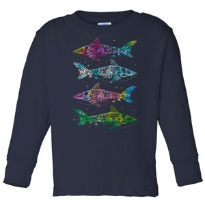 Tattoo Tie Dye Sharks Toddler Long Sleeve Shirt