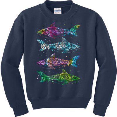 Tattoo Tie Dye Sharks Kids Sweatshirt