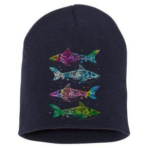 Tattoo Tie Dye Sharks Short Acrylic Beanie