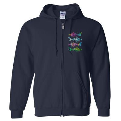 Tattoo Tie Dye Sharks Full Zip Hoodie