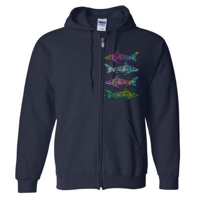 Tattoo Tie Dye Sharks Full Zip Hoodie