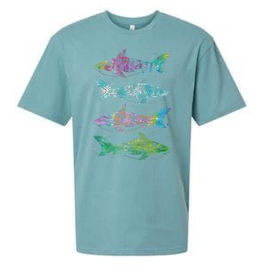 Tattoo Tie Dye Sharks Sueded Cloud Jersey T-Shirt