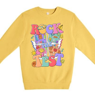 Teacher Test Day Rock The Test Premium Crewneck Sweatshirt