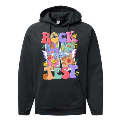 Teacher Test Day Rock The Test Performance Fleece Hoodie