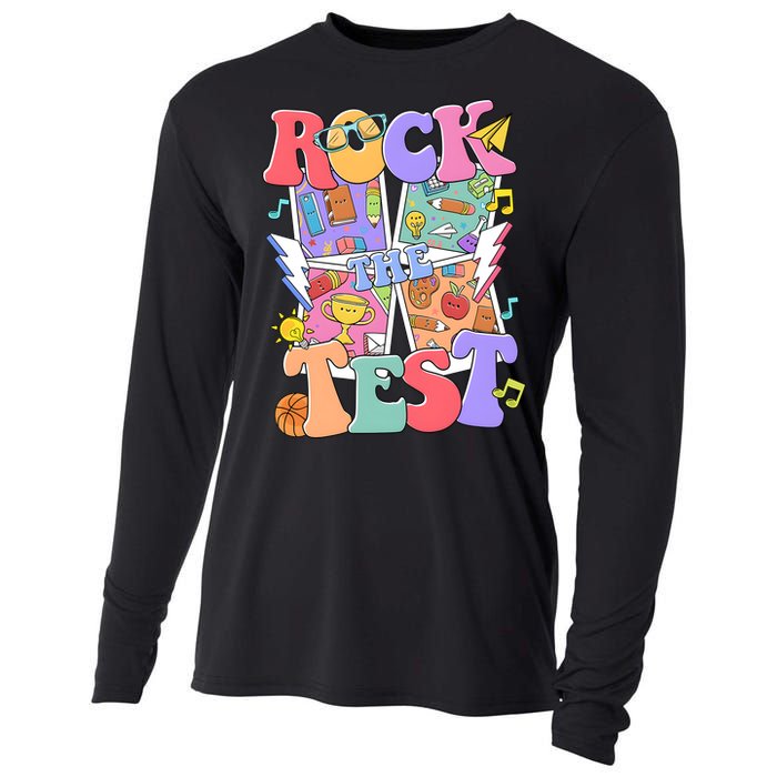 Teacher Test Day Rock The Test Cooling Performance Long Sleeve Crew