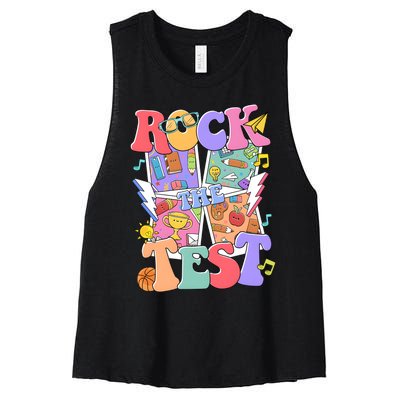 Teacher Test Day Rock The Test Women's Racerback Cropped Tank