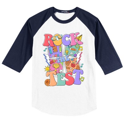 Teacher Test Day Rock The Test Baseball Sleeve Shirt