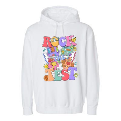 Teacher Test Day Rock The Test Garment-Dyed Fleece Hoodie