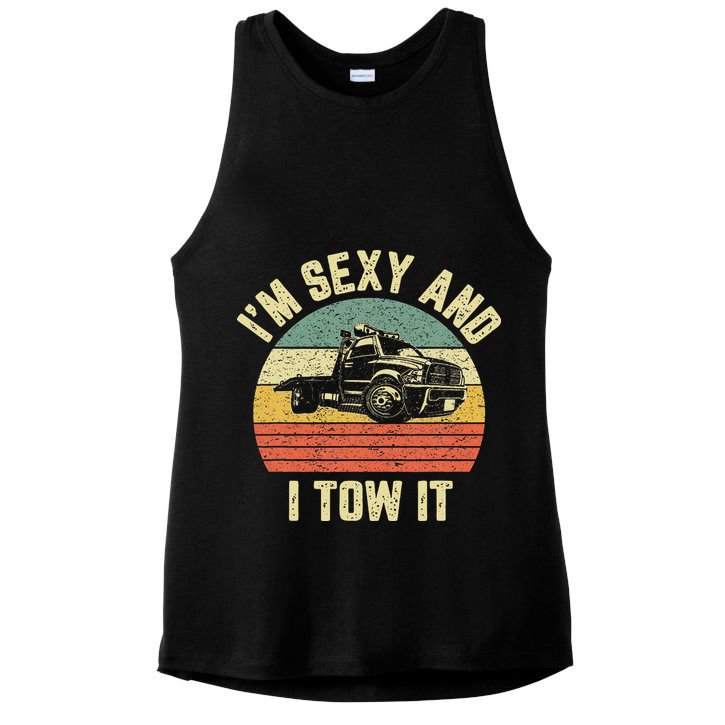 Tow Truck Driver Funny Towing Car Flat Bed Tow Truck Ladies PosiCharge Tri-Blend Wicking Tank
