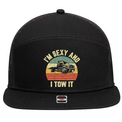 Tow Truck Driver Funny Towing Car Flat Bed Tow Truck 7 Panel Mesh Trucker Snapback Hat