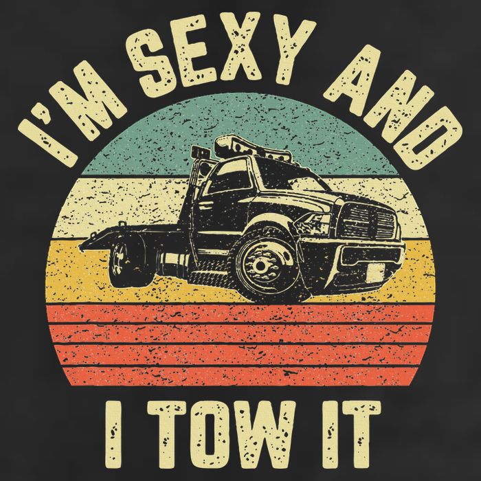Tow Truck Driver Funny Towing Car Flat Bed Tow Truck 7 Panel Mesh Trucker Snapback Hat