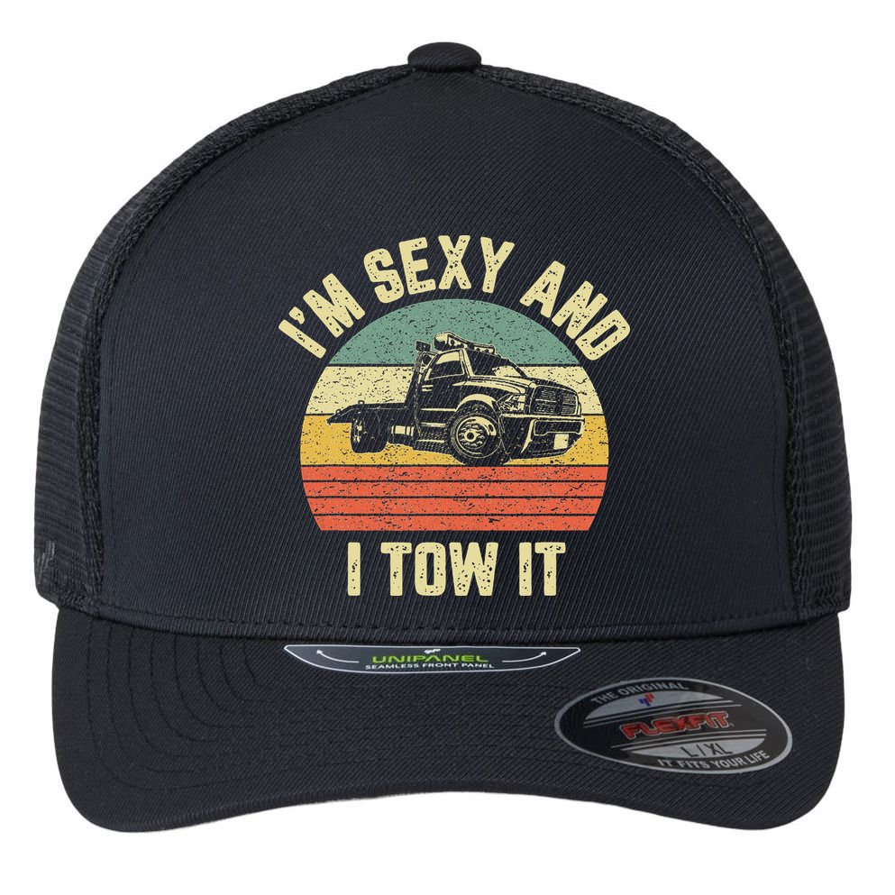 Tow Truck Driver Funny Towing Car Flat Bed Tow Truck Flexfit Unipanel Trucker Cap