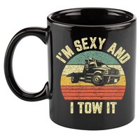 Tow Truck Driver Funny Towing Car Flat Bed Tow Truck 11oz C Handle Ceramic Mug