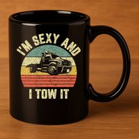 Tow Truck Driver Funny Towing Car Flat Bed Tow Truck 11oz C Handle Ceramic Mug