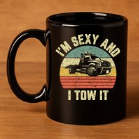 Tow Truck Driver Funny Towing Car Flat Bed Tow Truck 11oz C Handle Ceramic Mug