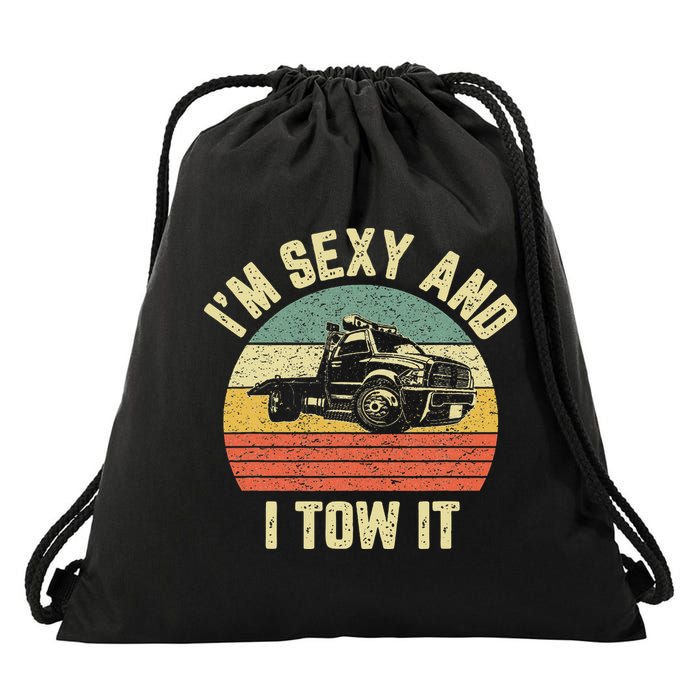 Tow Truck Driver Funny Towing Car Flat Bed Tow Truck Drawstring Bag