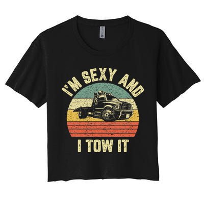 Tow Truck Driver Funny Towing Car Flat Bed Tow Truck Women's Crop Top Tee