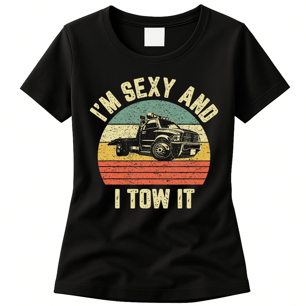 Tow Truck Driver Funny Towing Car Flat Bed Tow Truck Womens T-Shirt