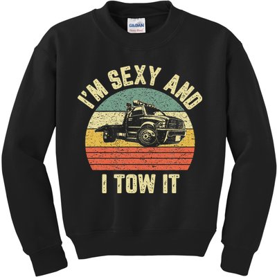 Tow Truck Driver Funny Towing Car Flat Bed Tow Truck Kids Sweatshirt