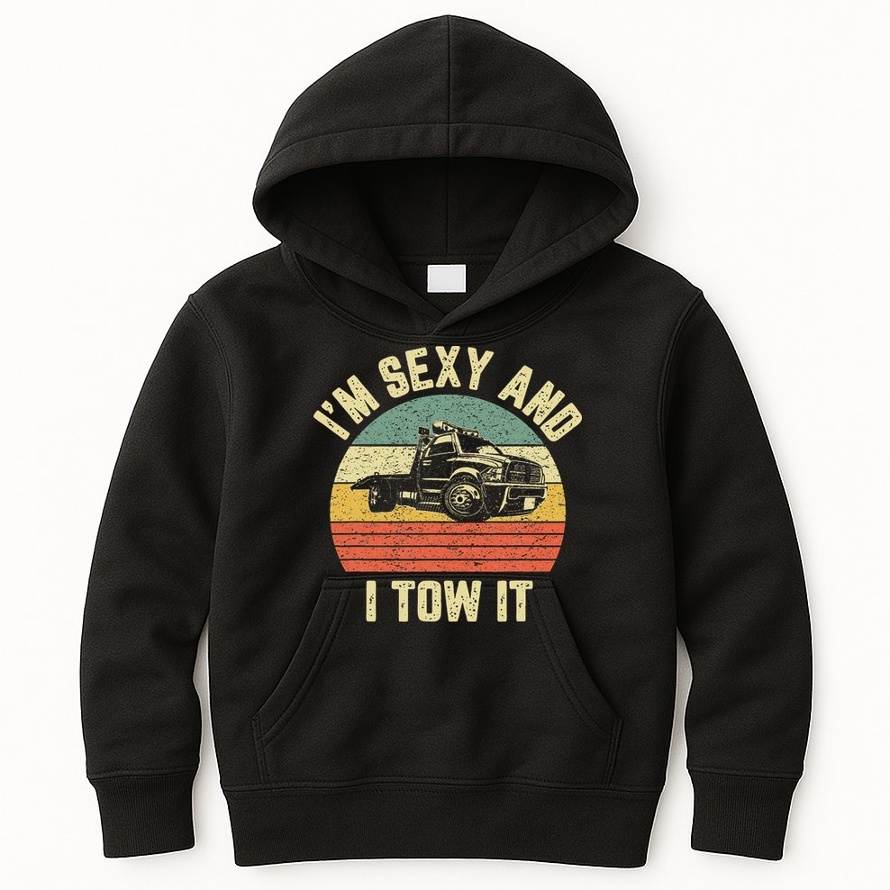 Tow Truck Driver Funny Towing Car Flat Bed Tow Truck Kids Hoodie