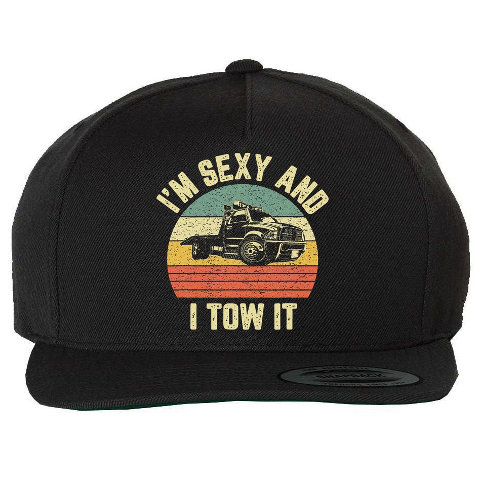 Tow Truck Driver Funny Towing Car Flat Bed Tow Truck Wool Snapback Cap