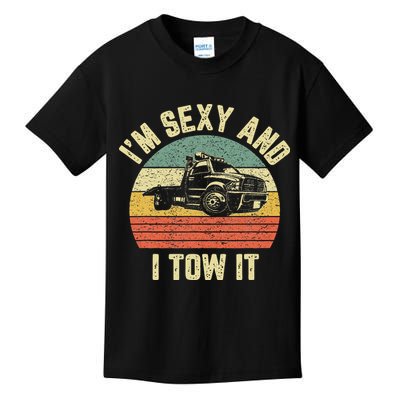 Tow Truck Driver Funny Towing Car Flat Bed Tow Truck Kids T-Shirt