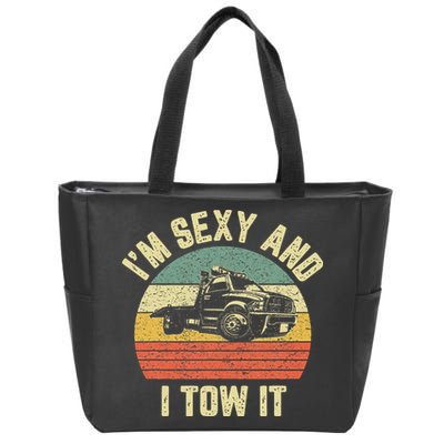 Tow Truck Driver Funny Towing Car Flat Bed Tow Truck Zip Tote Bag