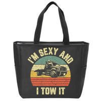 Tow Truck Driver Funny Towing Car Flat Bed Tow Truck Zip Tote Bag