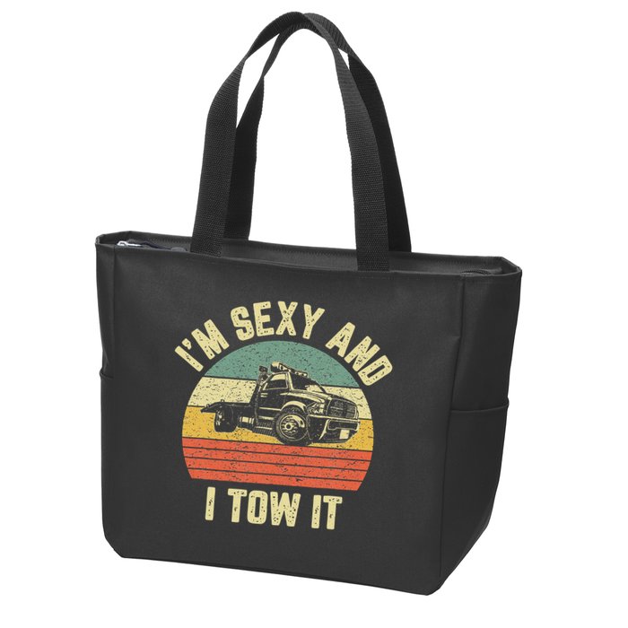 Tow Truck Driver Funny Towing Car Flat Bed Tow Truck Zip Tote Bag