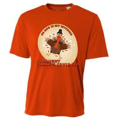 The Turkey Drop I Thought Turkeys Could Fly Thanksgiving Gift Cooling Performance Crew T-Shirt