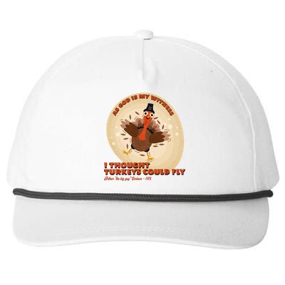 The Turkey Drop I Thought Turkeys Could Fly Thanksgiving Gift Snapback Five-Panel Rope Hat