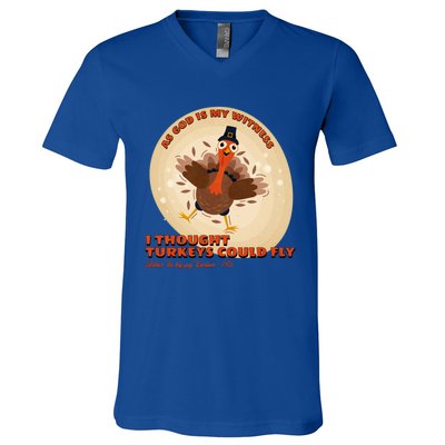 The Turkey Drop I Thought Turkeys Could Fly Thanksgiving Gift V-Neck T-Shirt