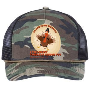 The Turkey Drop I Thought Turkeys Could Fly Thanksgiving Gift Retro Rope Trucker Hat Cap