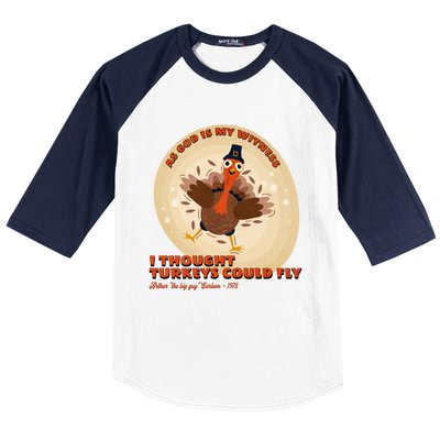 The Turkey Drop I Thought Turkeys Could Fly Thanksgiving Gift Baseball Sleeve Shirt