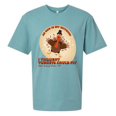 The Turkey Drop I Thought Turkeys Could Fly Thanksgiving Gift Sueded Cloud Jersey T-Shirt