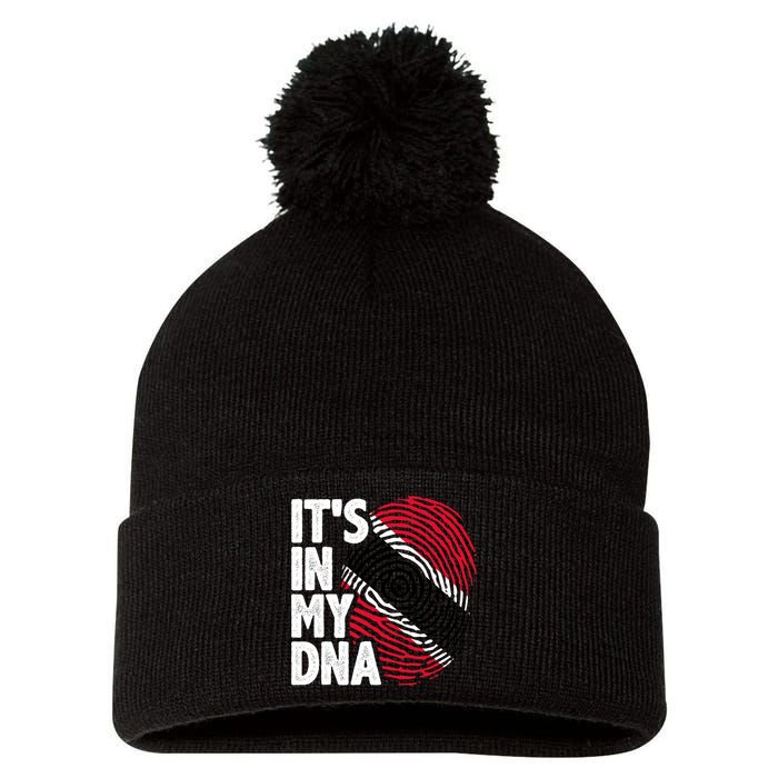 Trinidadian Tobagonian Dna Trinidad And Tobago Flag Pom Pom 12in Knit Beanie