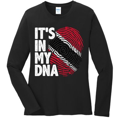 Trinidadian Tobagonian Dna Trinidad And Tobago Flag Ladies Long Sleeve Shirt