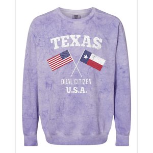 True Texan Dual Citizen Love Texas And America Colorblast Crewneck Sweatshirt