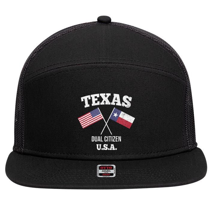 True Texan Dual Citizen Love Texas And America 7 Panel Mesh Trucker Snapback Hat