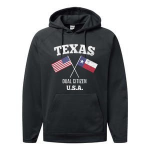 True Texan Dual Citizen Love Texas And America Performance Fleece Hoodie