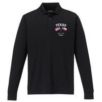 True Texan Dual Citizen Love Texas And America Performance Long Sleeve Polo