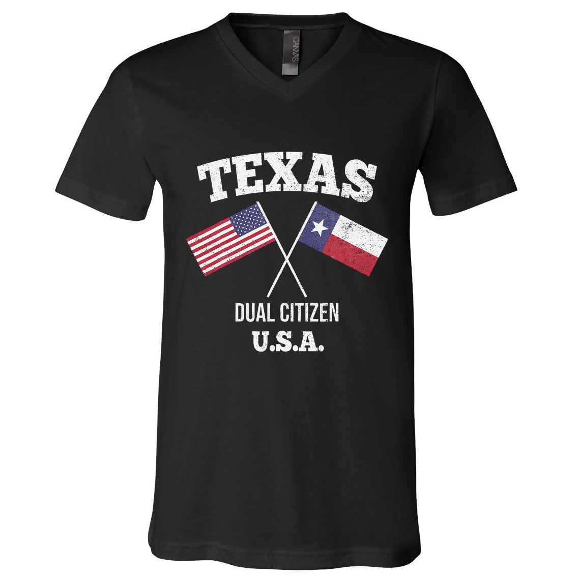 True Texan Dual Citizen Love Texas And America V-Neck T-Shirt