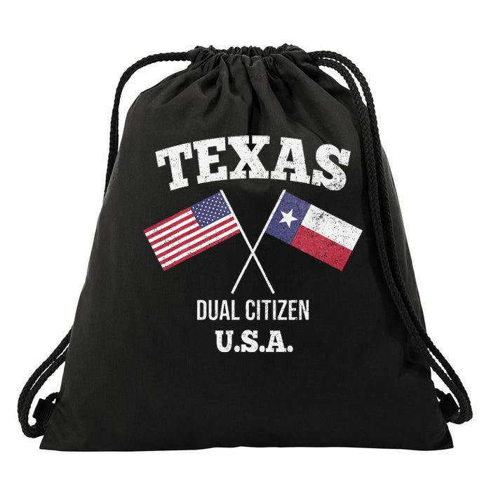 True Texan Dual Citizen Love Texas And America Drawstring Bag