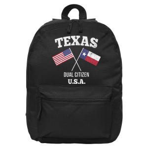 True Texan Dual Citizen Love Texas And America 16 in Basic Backpack