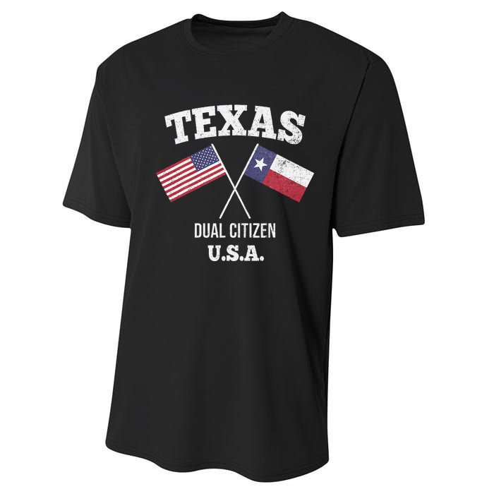 True Texan Dual Citizen Love Texas And America Performance Sprint T-Shirt